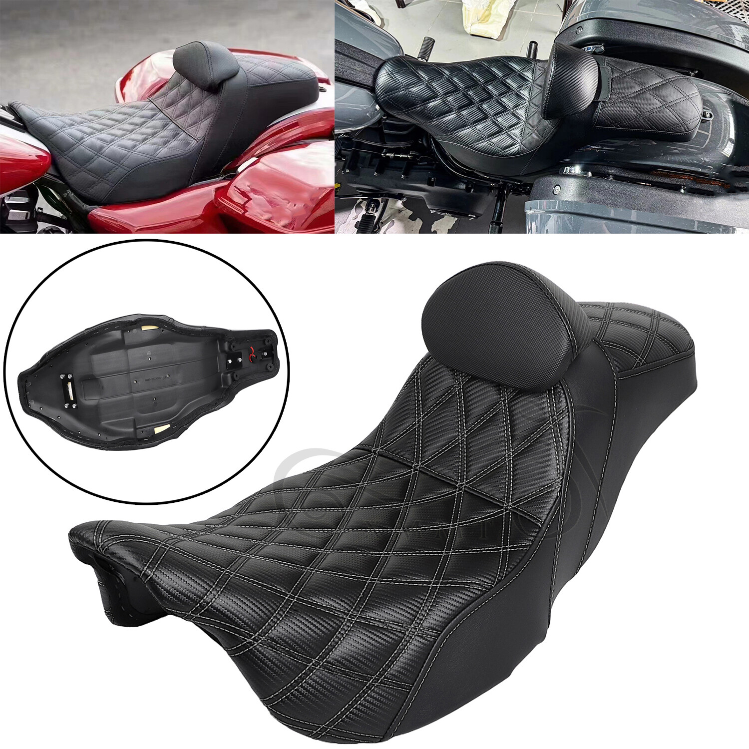 Driver Passenger 2-Up Seat w/ Backrest For Harley Touring Road King Street Glide