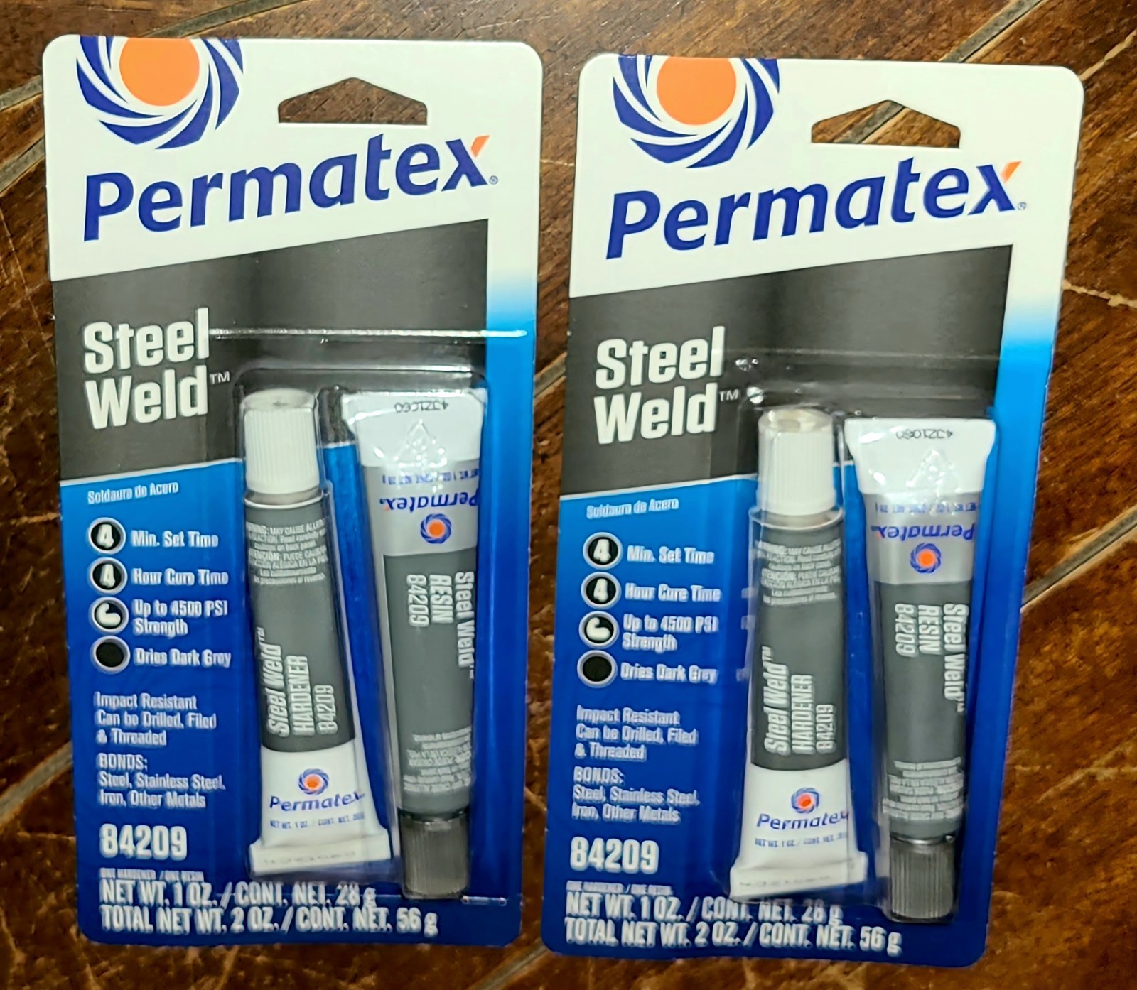 Lot of 2 Tubes of Permatex Steel & Metal STEEL WELD: Resin/Hardener - #84209