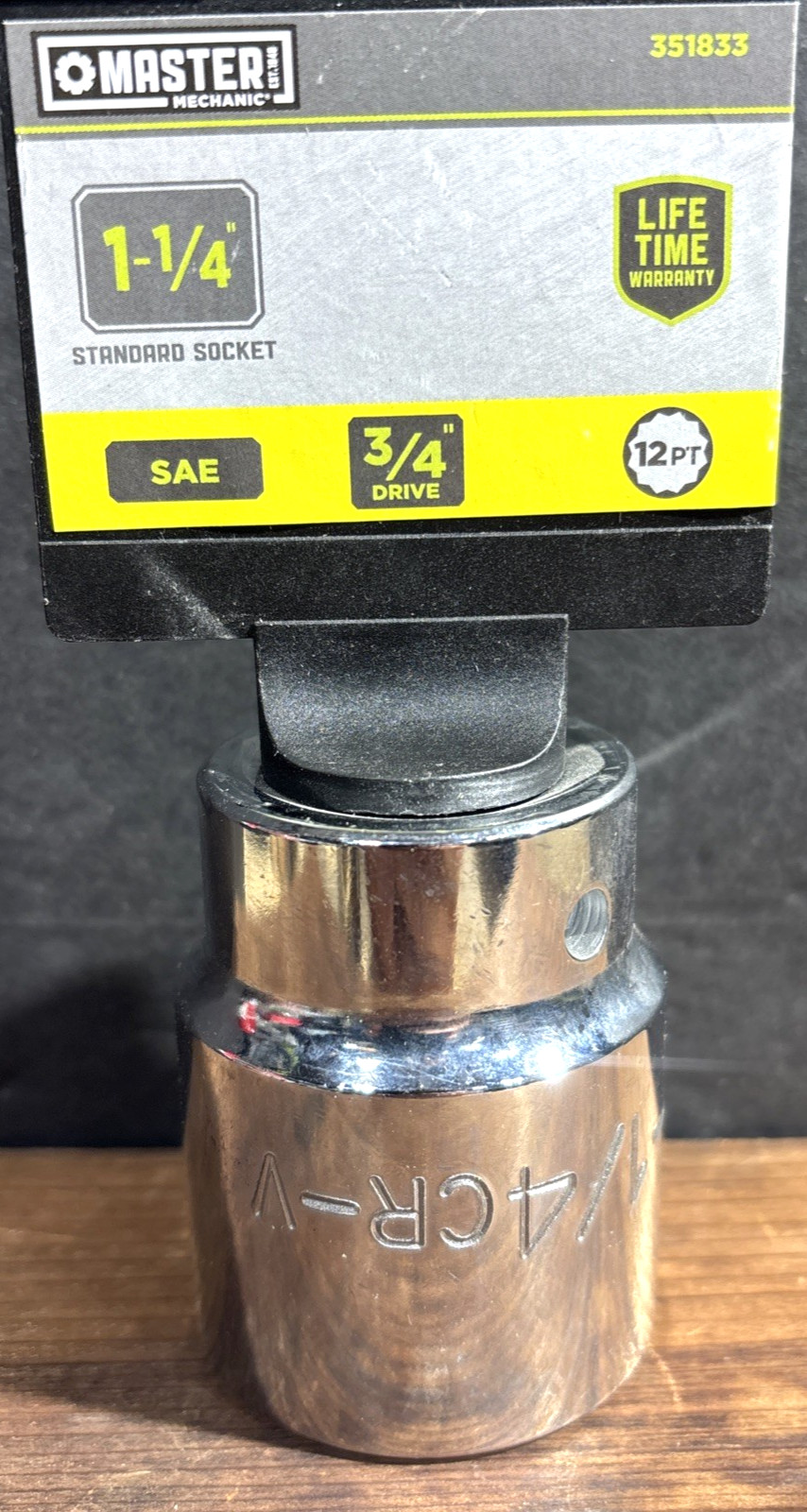 3/4" Drive, 1-1/4-In. 12-Point Socket 351833, Master Mechanic, New, Free US Ship