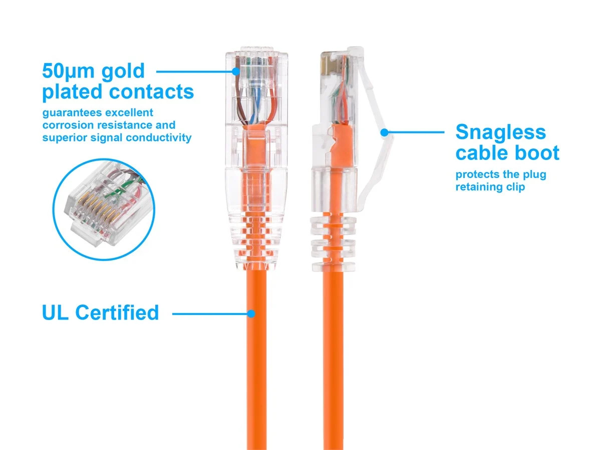 Monoprice Cat6 Ethernet Patch Cable - 3 feet - Orange | Snagless RJ45 Stranded