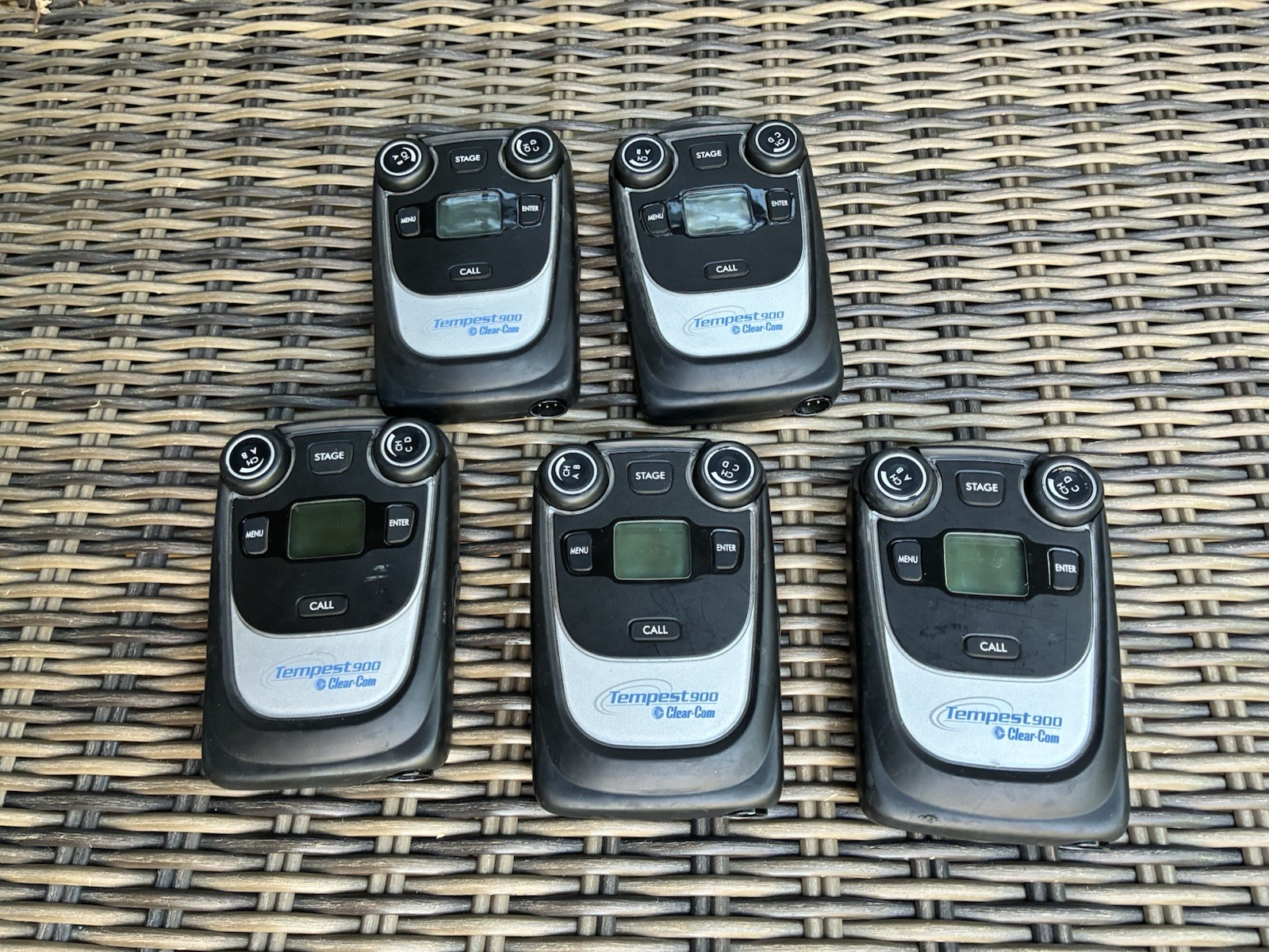 Clear-Com Tempest 900 MHz 4-Channel Wireless Intercom with 5 belt packs.