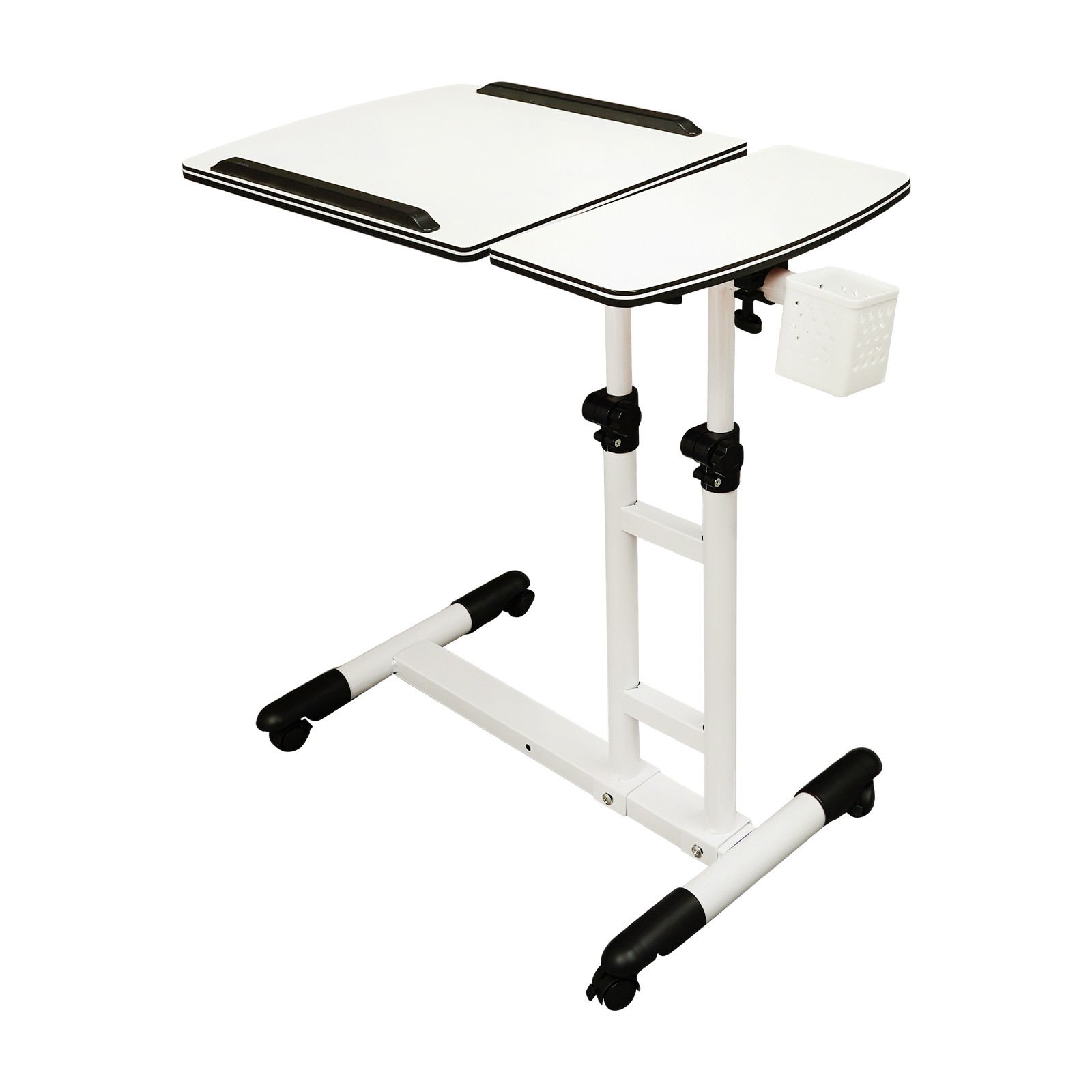 Side Table w/Wheels,Height Adjustable Computer Table,Free Standing Writing Table