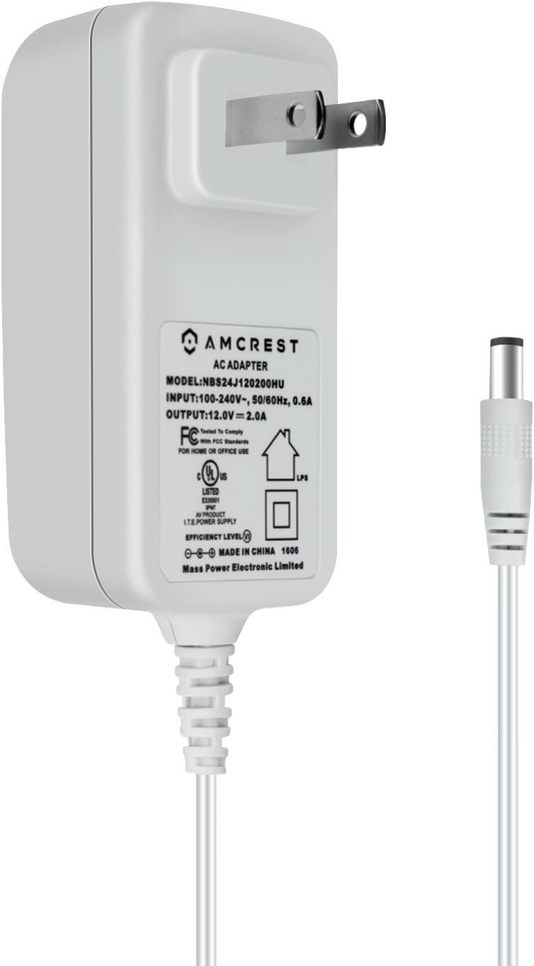 Amcrest 12V DC 2 Amp Power Supply for CCTV Security Cameras or other Electronics