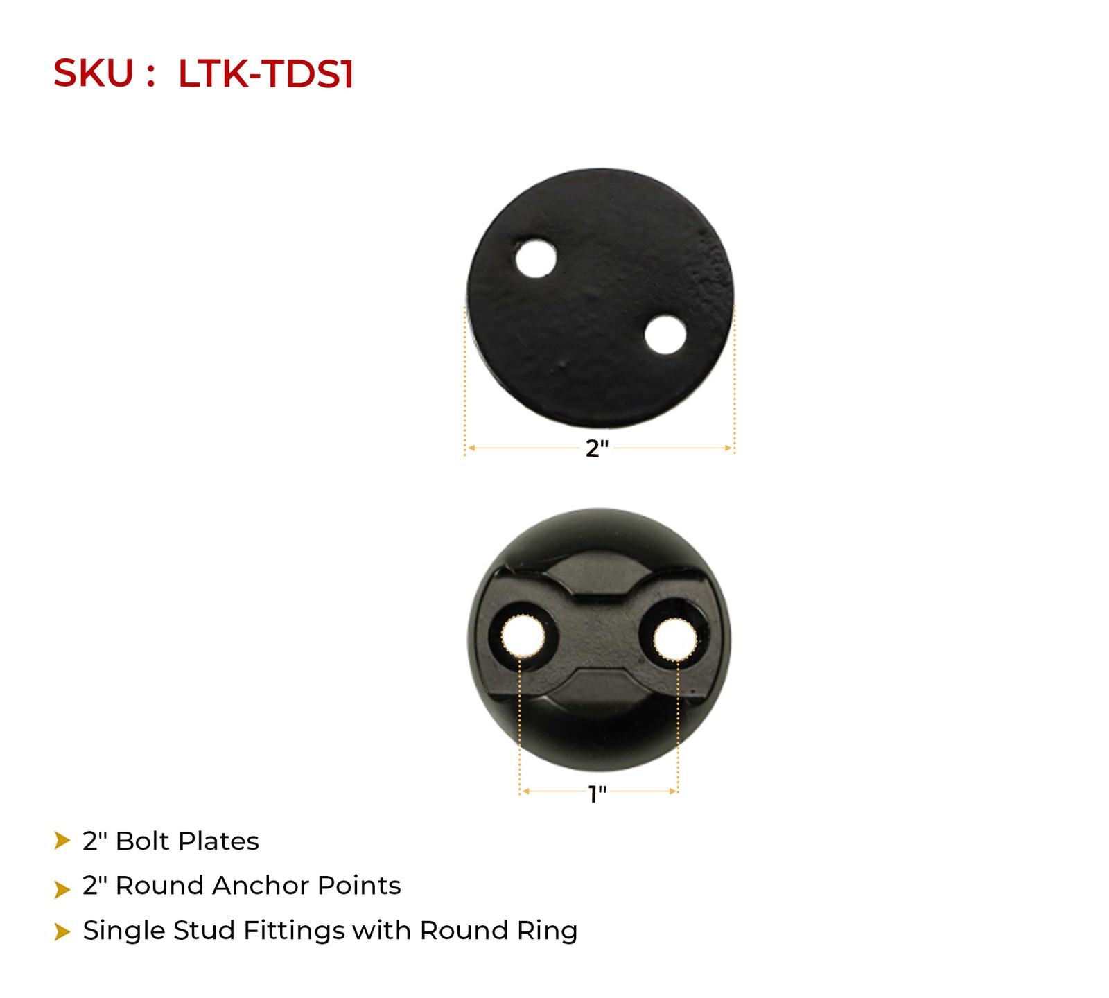 88 Pieces Black Tie Down Kit with 2" Round Anchor Point