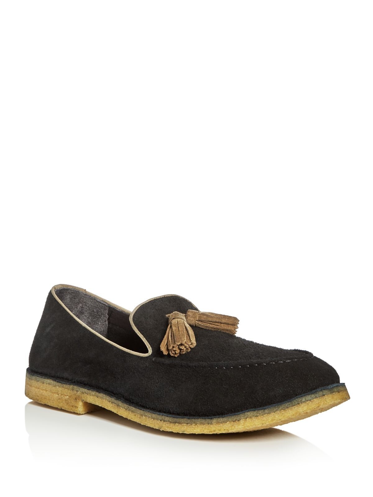ALBERTO FASCIANI Mens Black Torres Toe Block Heel Slip On Leather Loafers 44