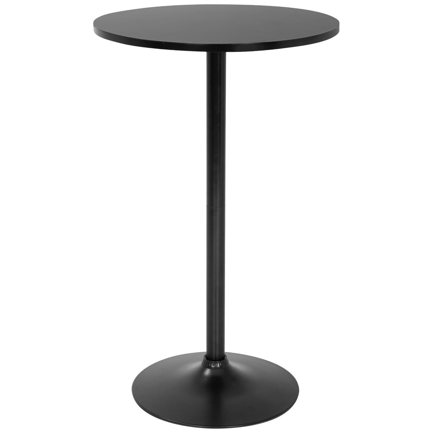 40 Inch Round Bar Table Black Wooden Top Metal Base Indoor Outdoor Dining Bistro