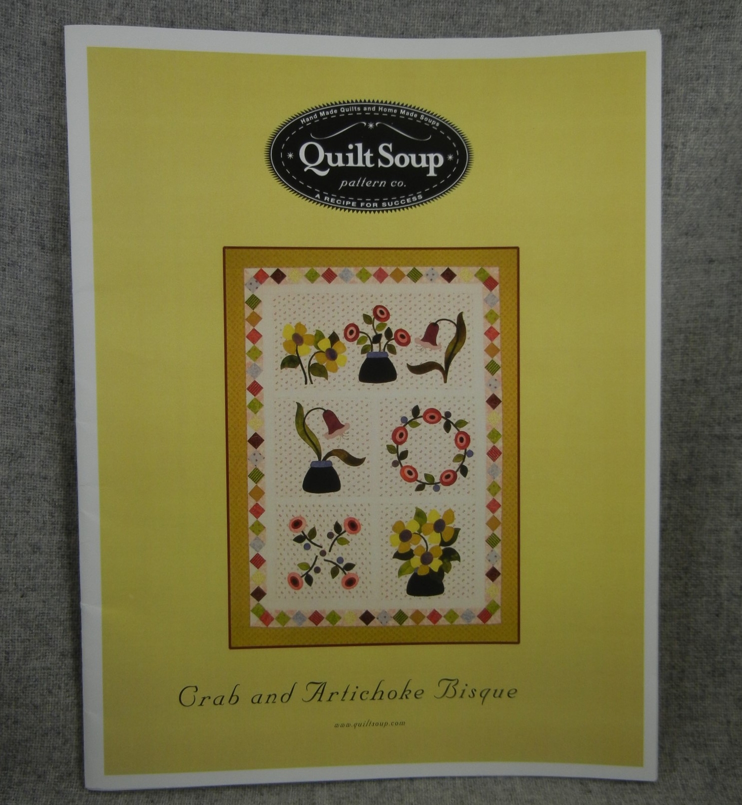 Crab and Artichoke Bisque Applique Quilt Soup Pattern Lilies Roses Flowers Uncut