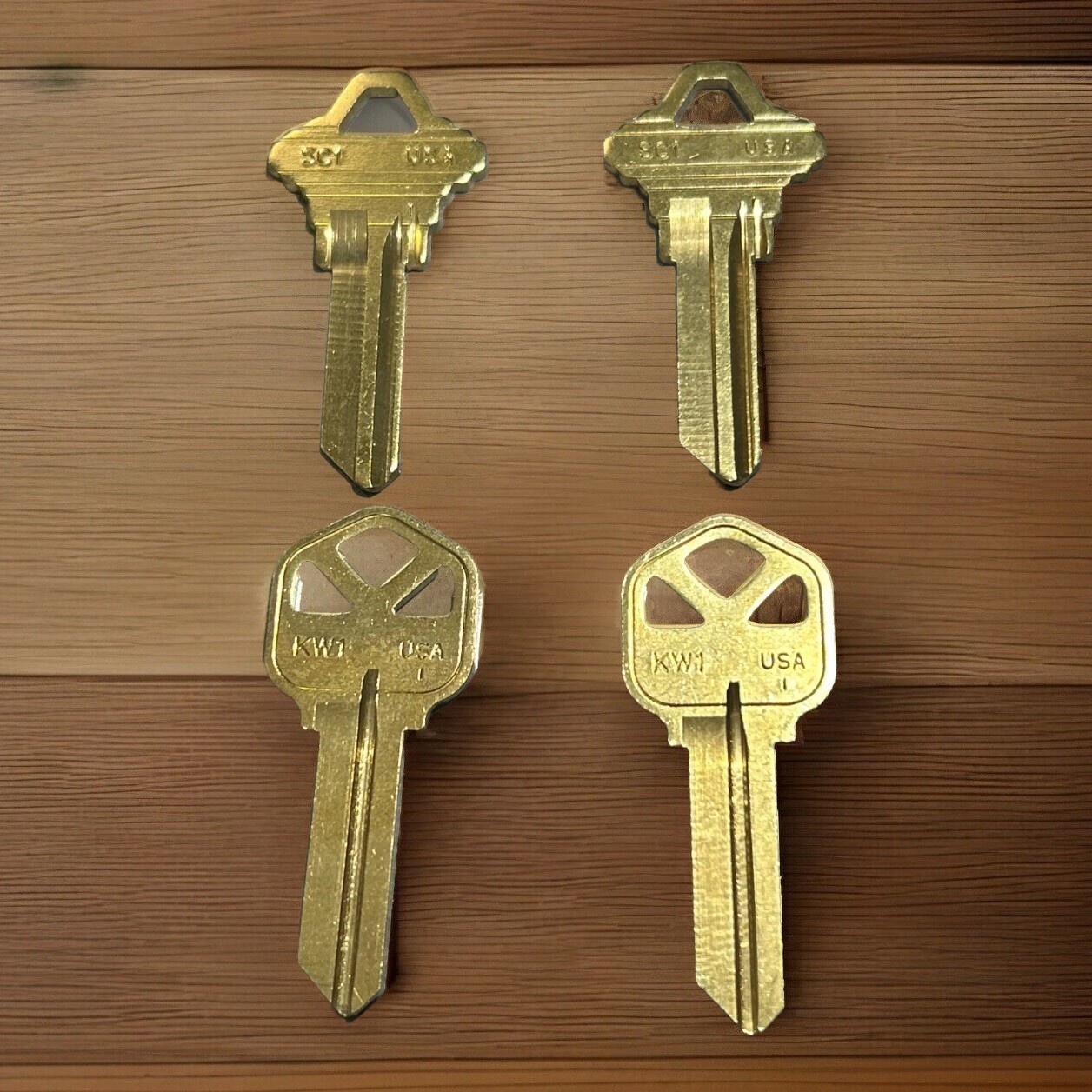 4 KWIKSET KW-1 & SCHLAGE SC-1 & KW-1 House Key Blanks BRASS Maint Home Business