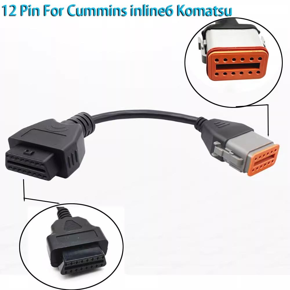 OBD 12pin to 16pin Cable for Komatsu For Cummins adapter