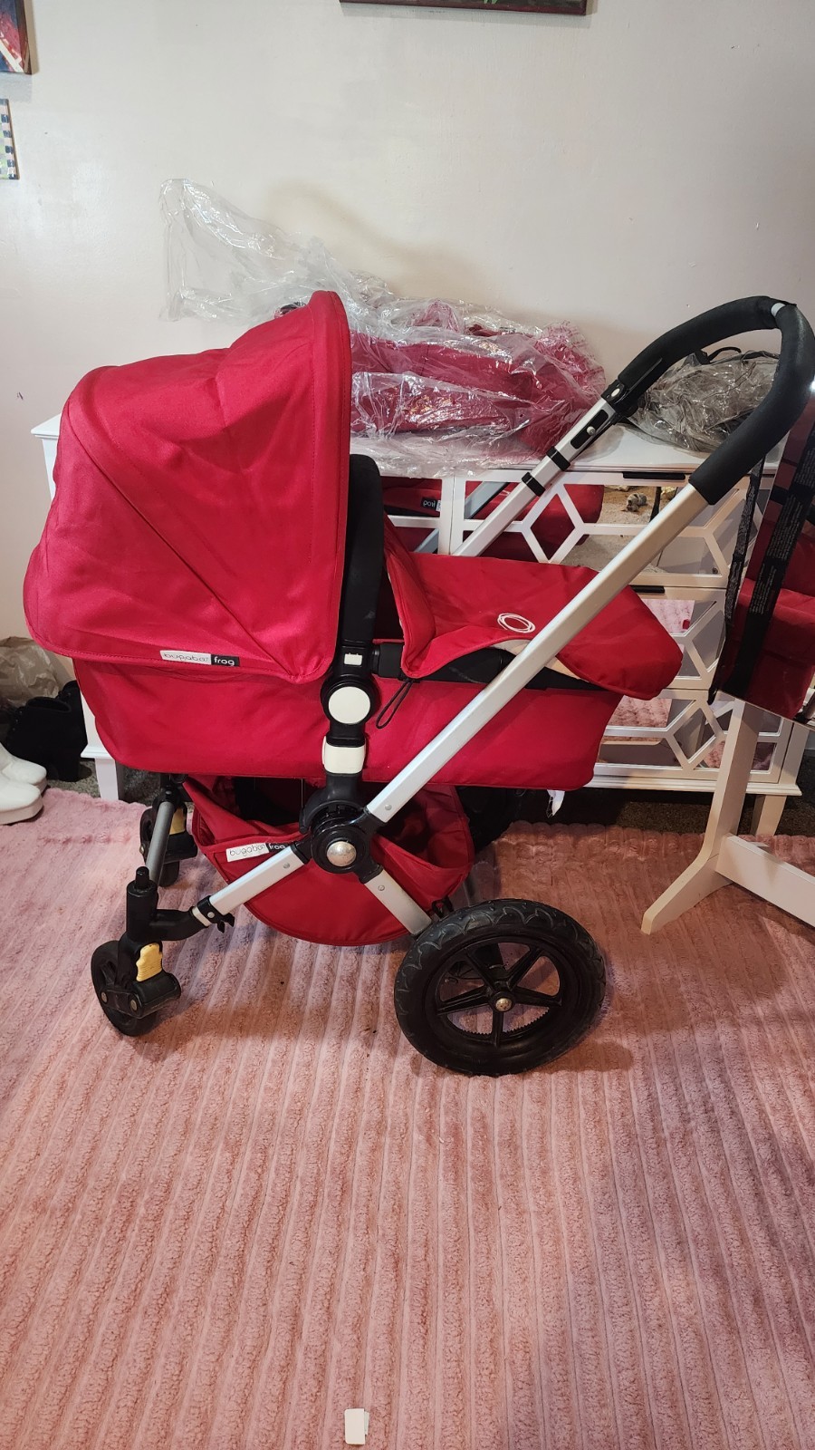 Bugaboo Frog Baby Stroller with Bassinet Attachment — RED , Excellent Condition