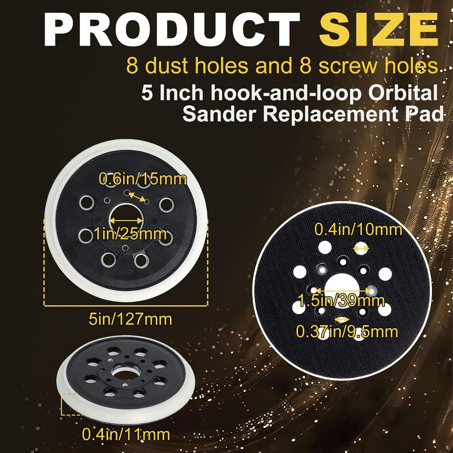 5 Inch 8 Hole Hook & Loop Replacement Sander Pad for 5" Bosch ROS20VS, ROS20VSC,