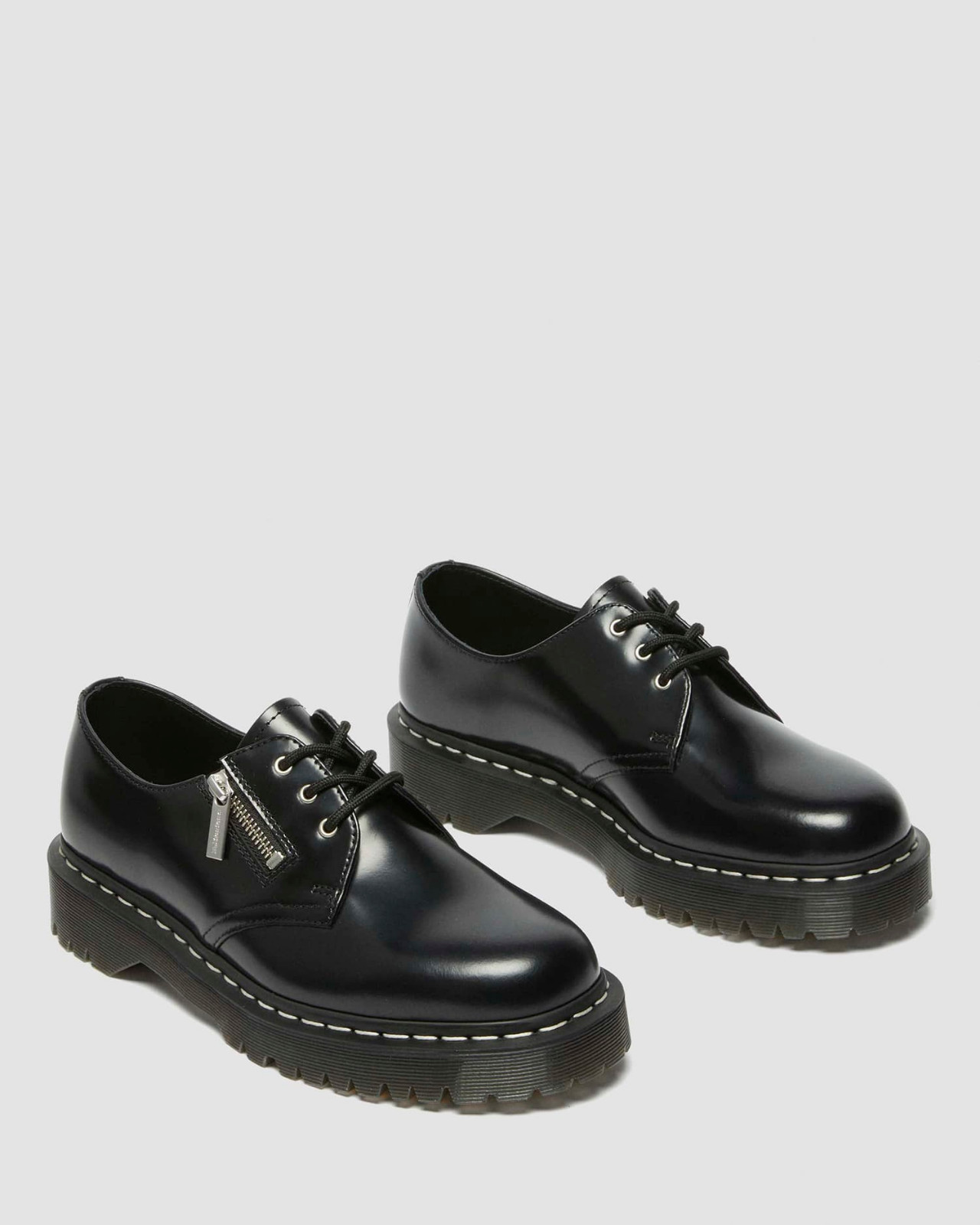 Dr.Martens 1461 Zip Bex White Stitch 3 Hole Shoes Black 41100001 Men's Size