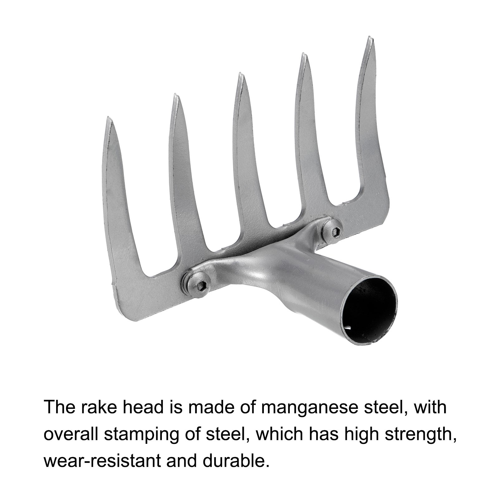 5 Teeth Garden Rake Head Silver Tone without Handle