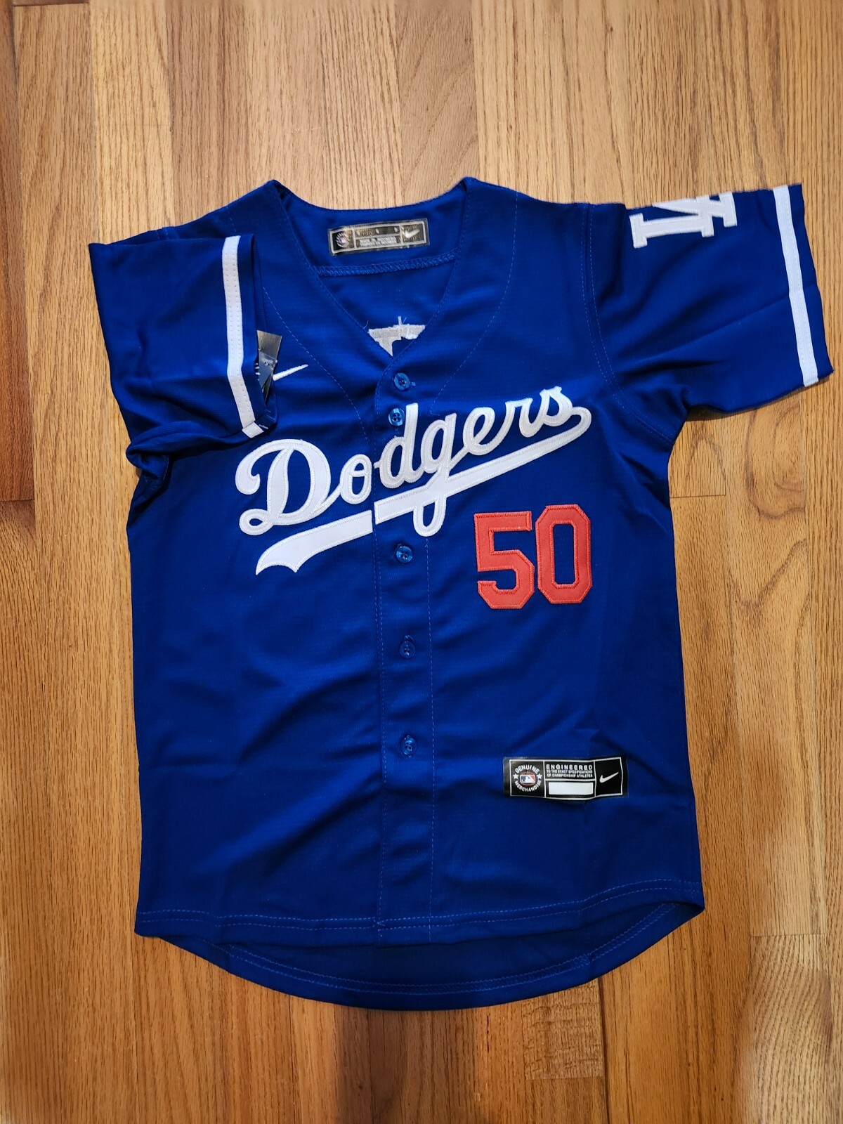 NWT youth customized Dodgers #50 mookie bett size S-XL blue edition *new