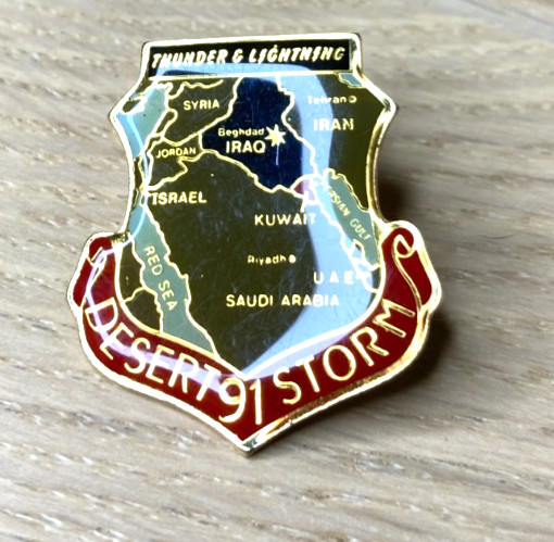 OPERATION DESERT STORM PIN Thunder & Lightning Aries 1991