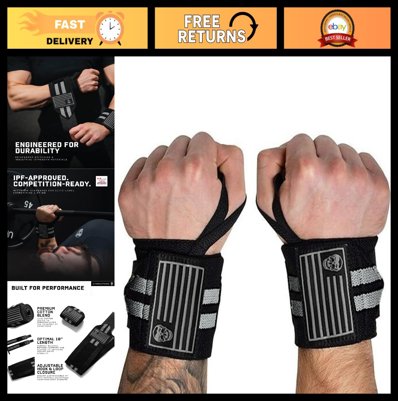 Professional Weightlifting Wrist Wraps - Heavy Duty Support for Powerlifting, St