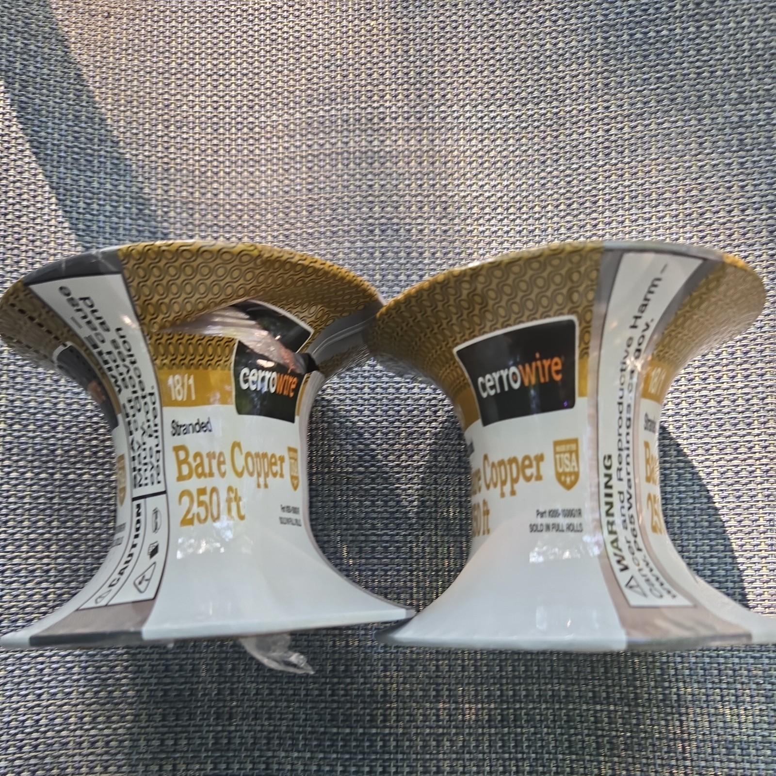 Lot Of (2) Cerrowire 250 ft. 18-Gauge Stranded SD Bare Copper Grounding Wire