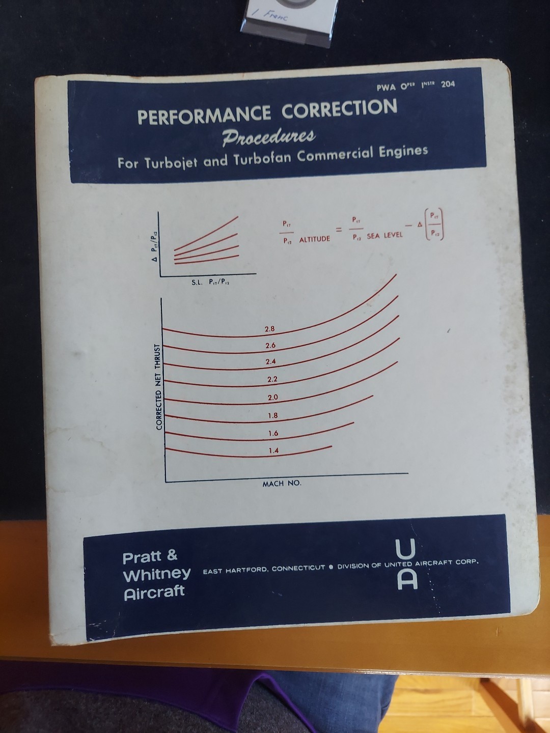 Vintage 1965 Performance Correction For Turbojet Commercial Engines Manual