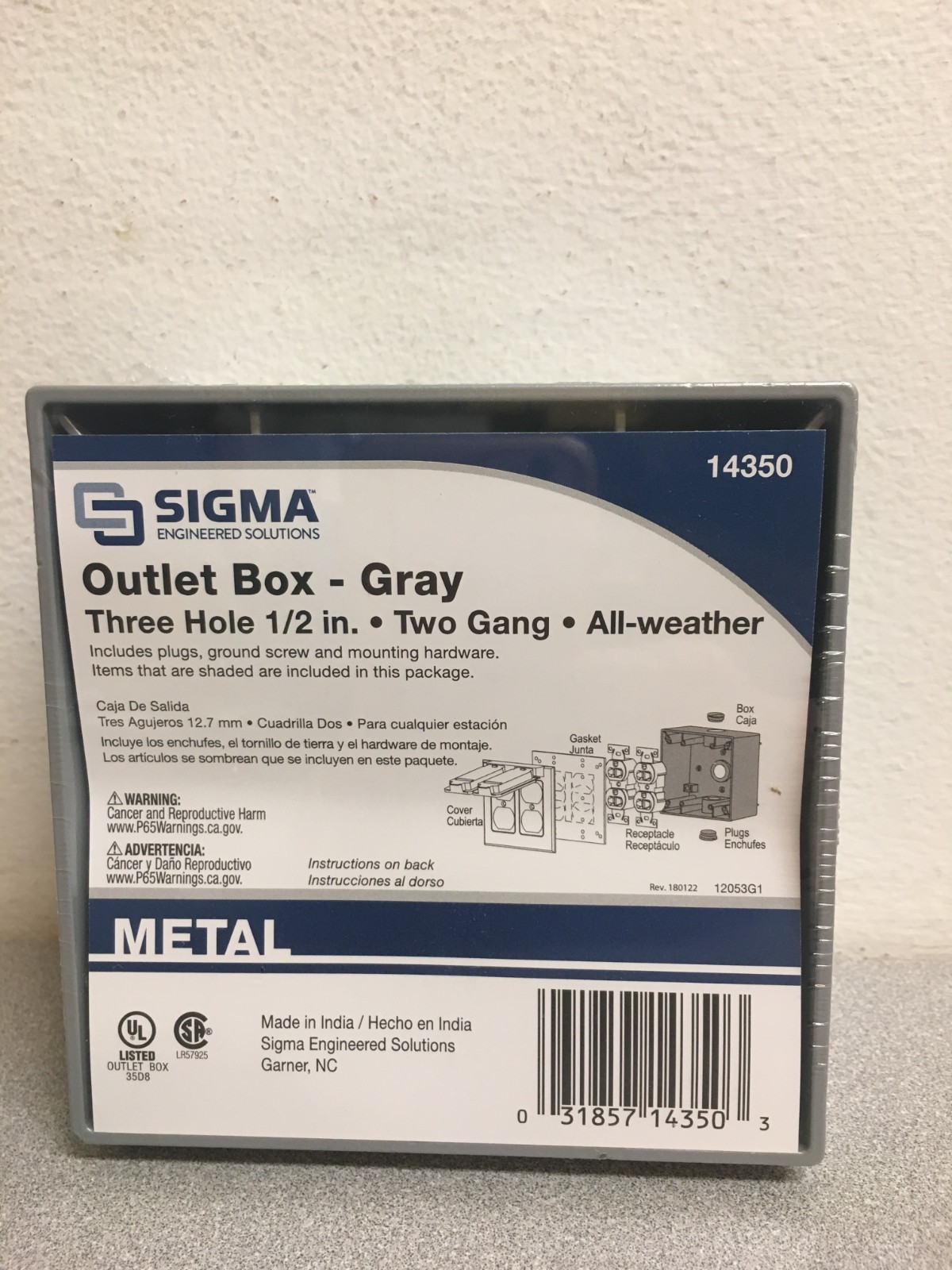 Sigma Electric New Work 31 cu in Square Die-Cast Metal 2 gang Wtherprf Box Gray