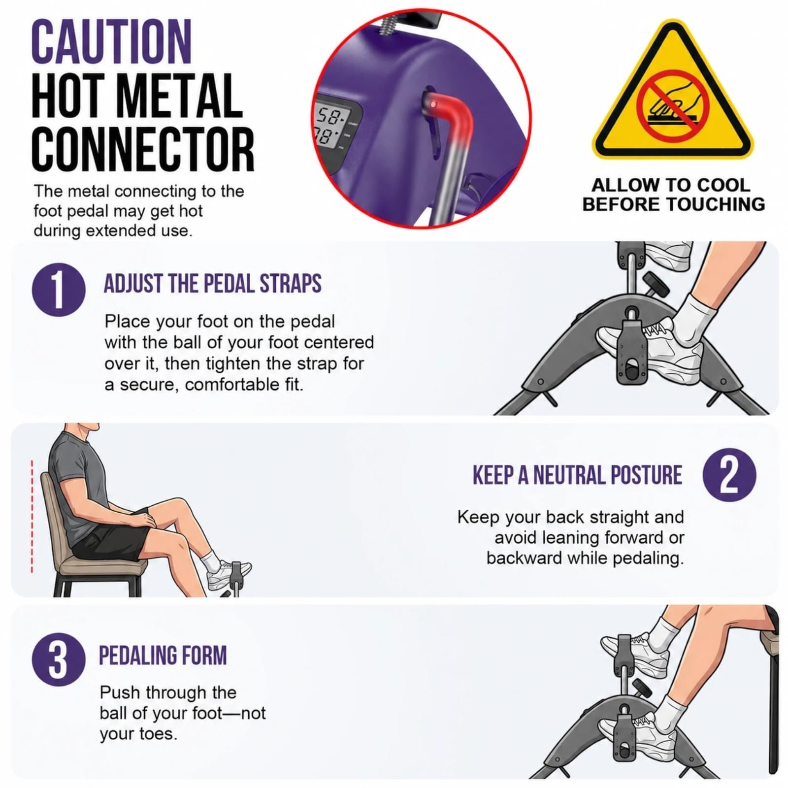 Under Desk Bike Pedal Exerciser for Arms and Legs | Foldable Mini Exercise Bi...