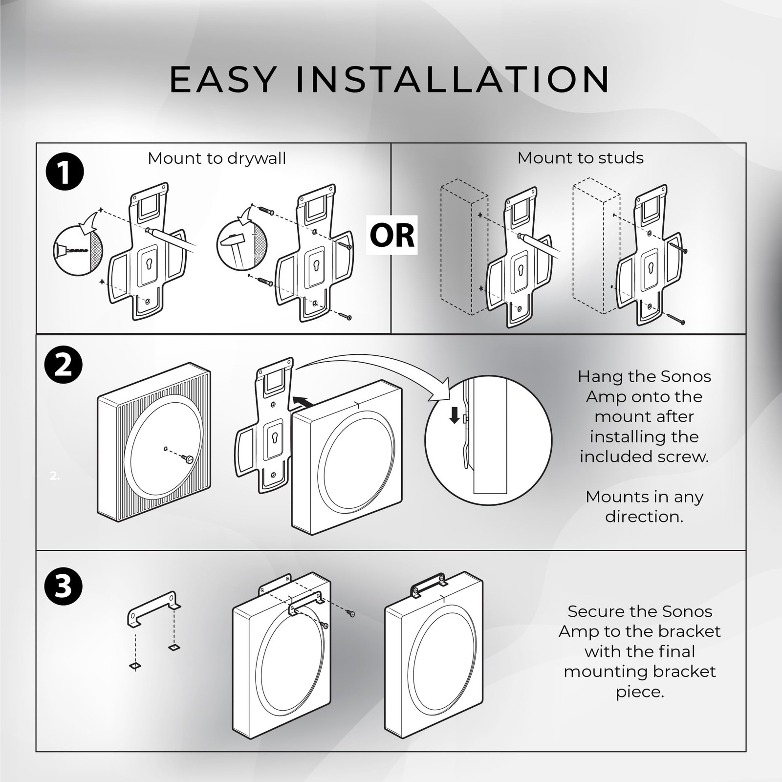 Wall Mount Compatible with Sonos Amp Wall Mount, Mounting Bracket for Sonos Wire