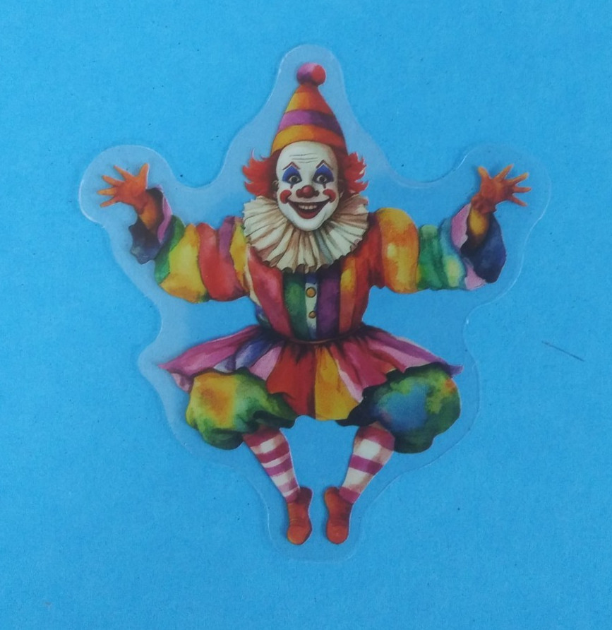 Dancing Clown Transparent Circus Sticker 2.5" x 2.25" (AS)