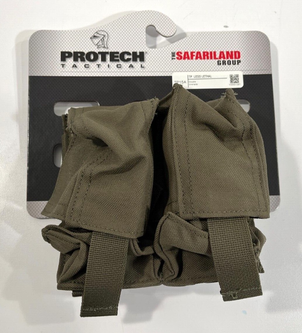 SAFARILAND PROTECH TP15A LESS LETHAL DOUBLE GRENADE POUCH RANGER GREEN