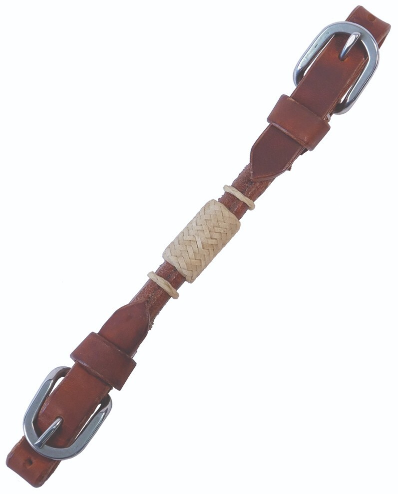 Buffalo Leather Round Harness Leather Curb Strap with Rawhide
