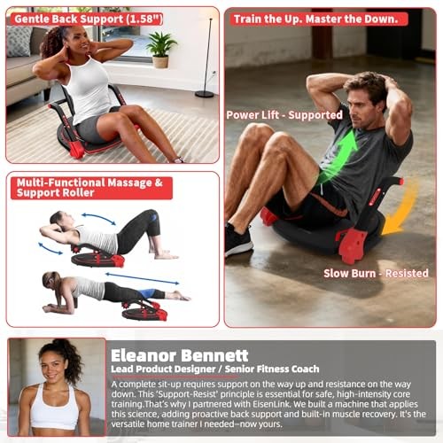 Sit Up Exercise Equipment with 4 Adjustable Resistance Levels, Flat Backrest