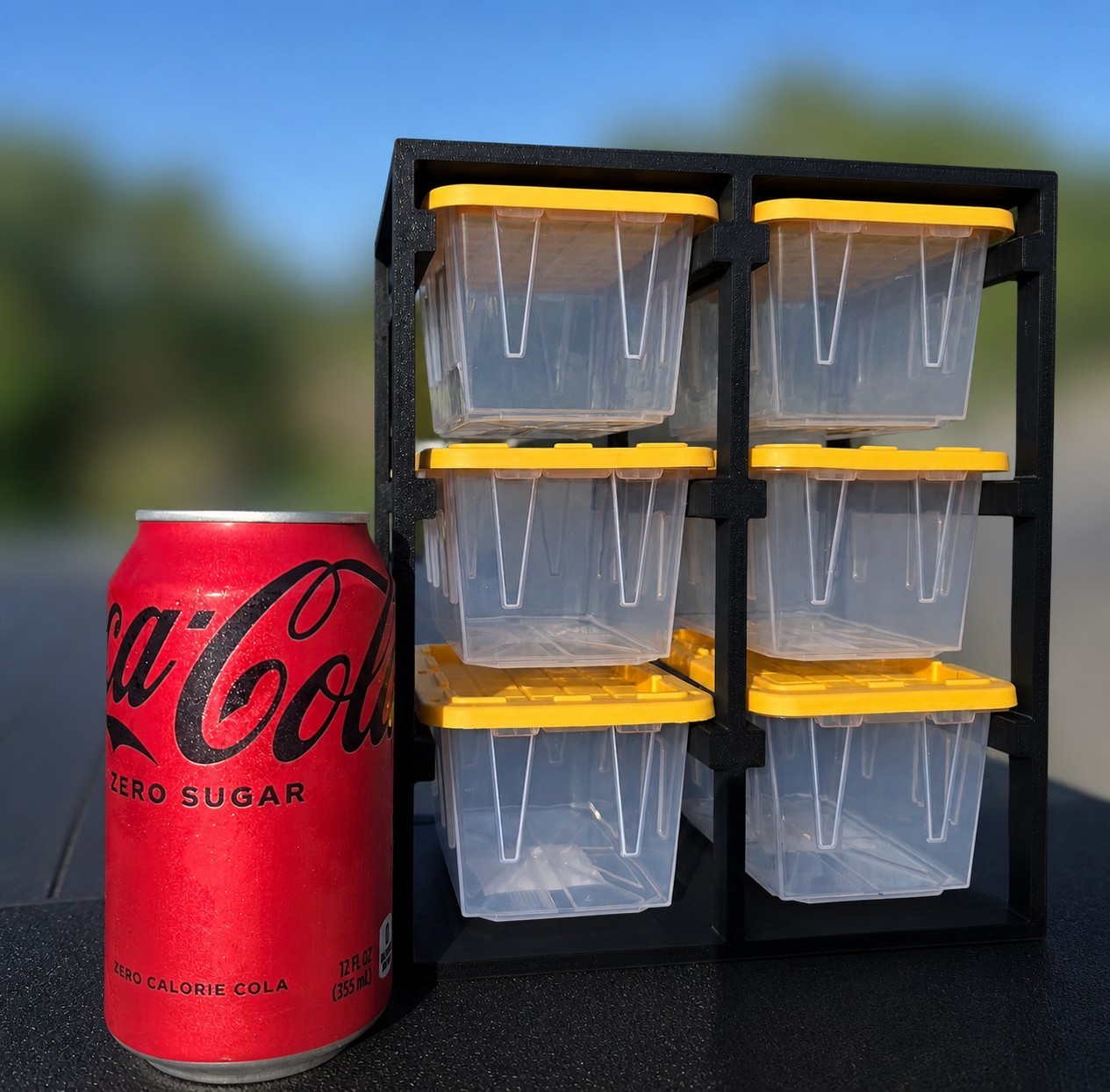 6x Injection-Molded Plastic Teeny Tote & custom 3D Printed Rack - FREE S&H