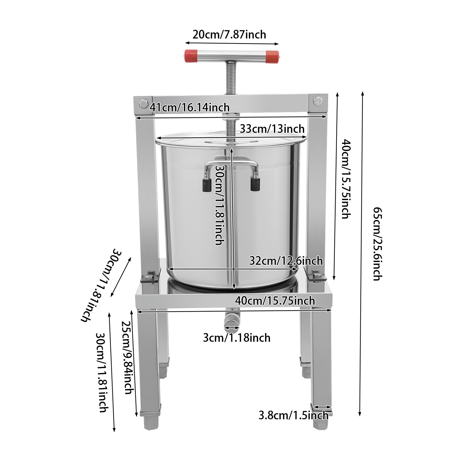 Large Manual Fruit Honey Presser Cider Wine Grape Apple Press Extractor For Wine