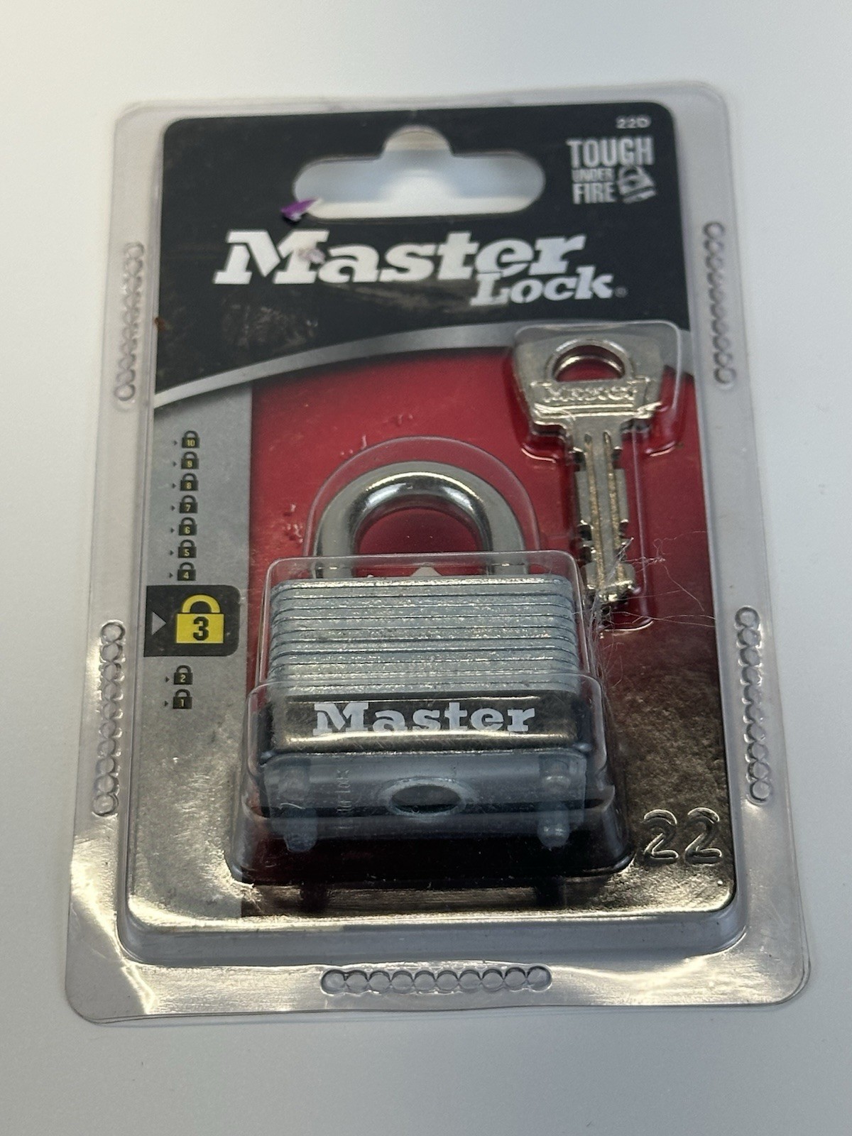 Master Lock 22D Keyed Padlock 1-1/2in Steel Silver/Black Hardened Shackle