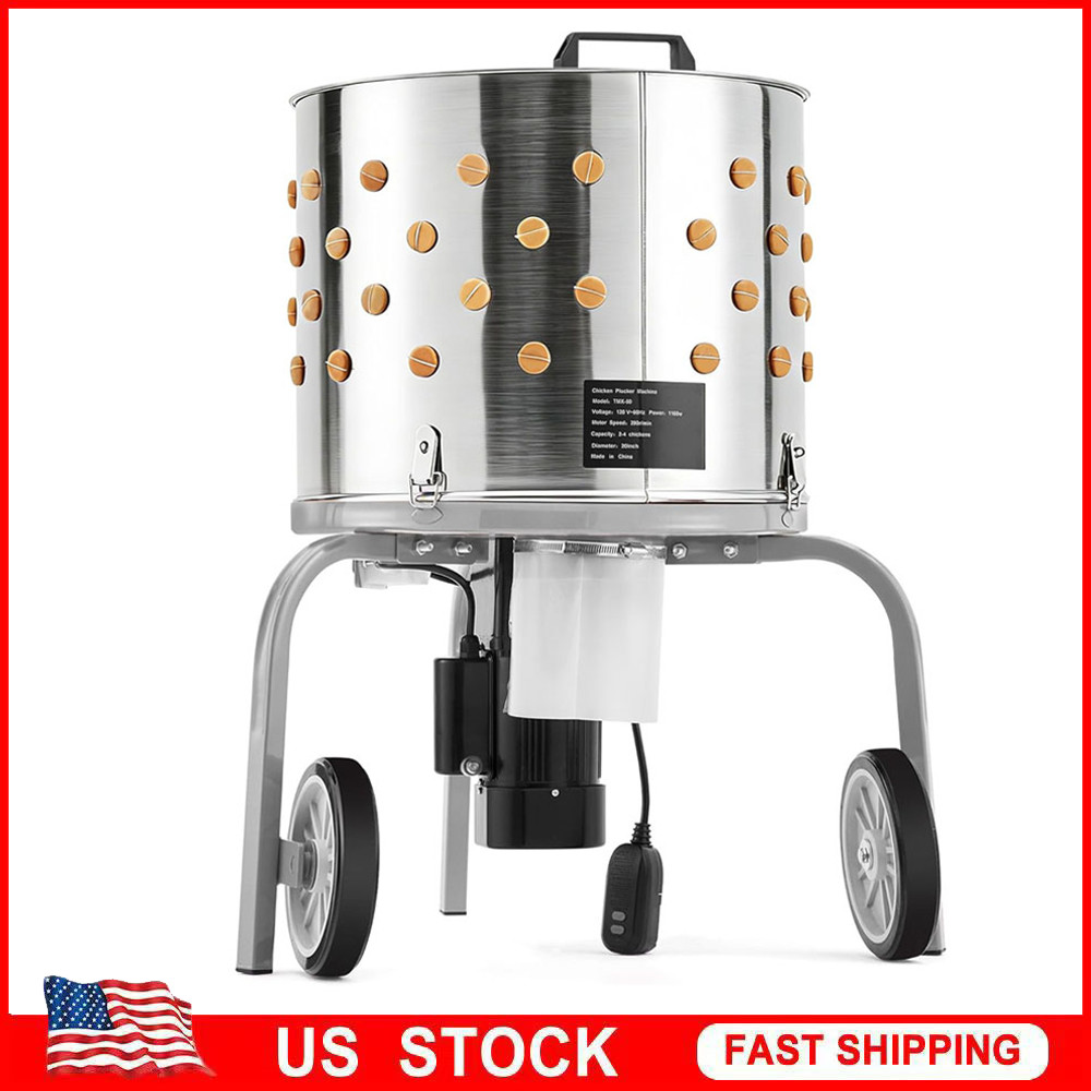 20" Chicken Plucker Machine Poultry Plucker SS Drum 3500RPM Motor 108 Fingers