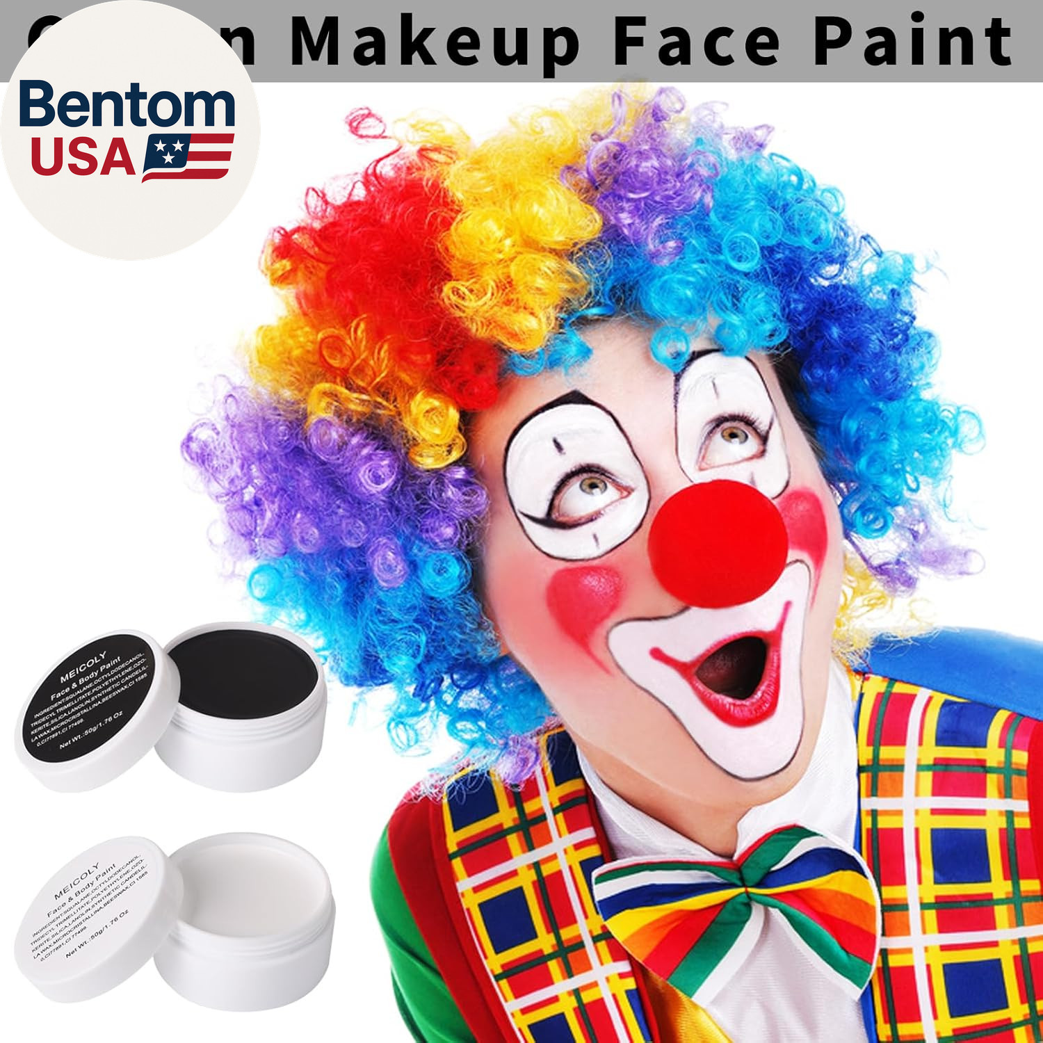6Pcs Halloween Makeup Kit,Black White Face Paint Clown White Makeup,Classic Pro