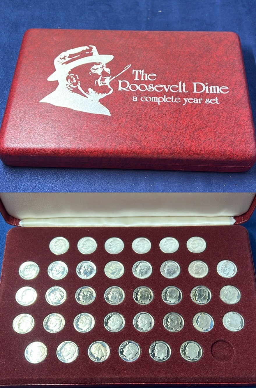 Roosevelt Dime Set & COA| 36 Proof Coins | Some 90% Silver | LOT Z-495