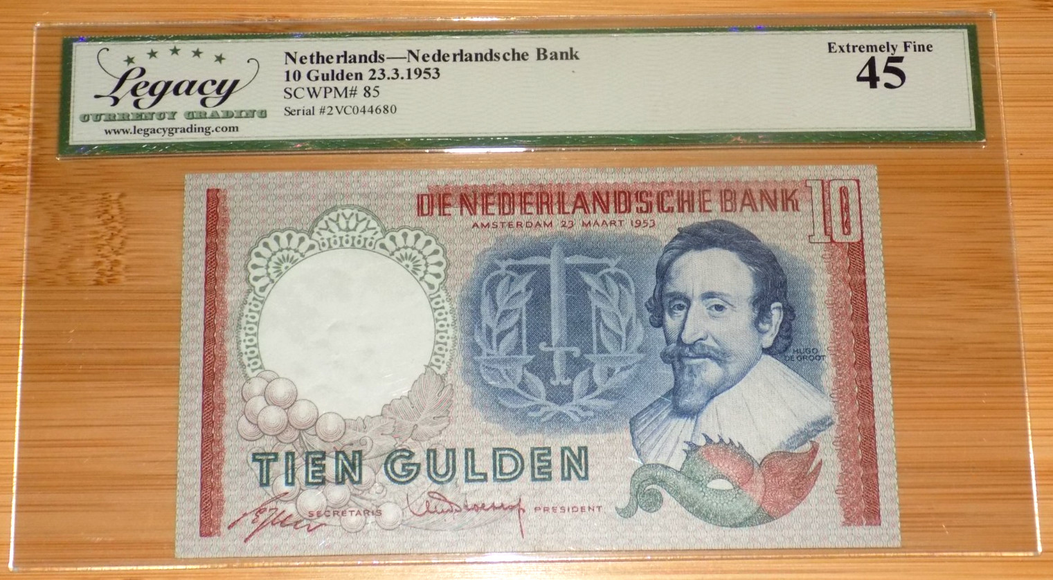 Netherlands 10 Ten Gulden 1953 LEGACY 45 P#85 Dutch Holland Banknote Note