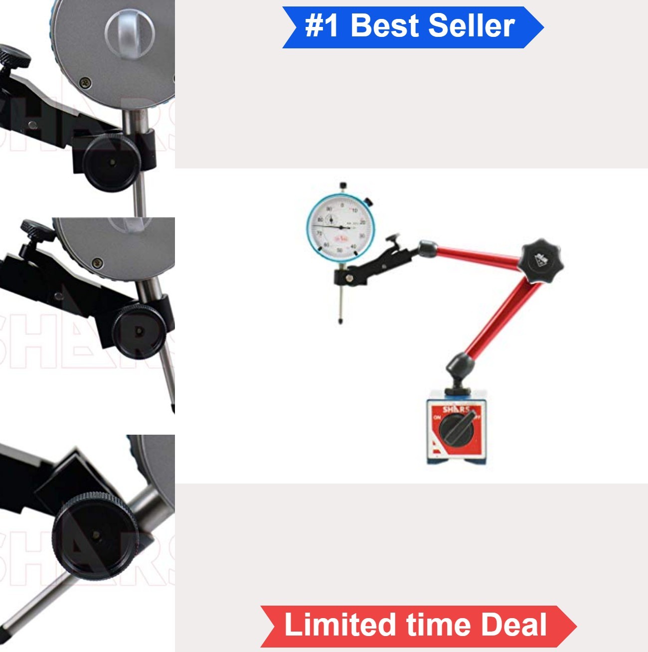 Magnetic Base Indicator Holder 176 Lbs 1" 0.001" Dial Indicator Speed-Set Fine