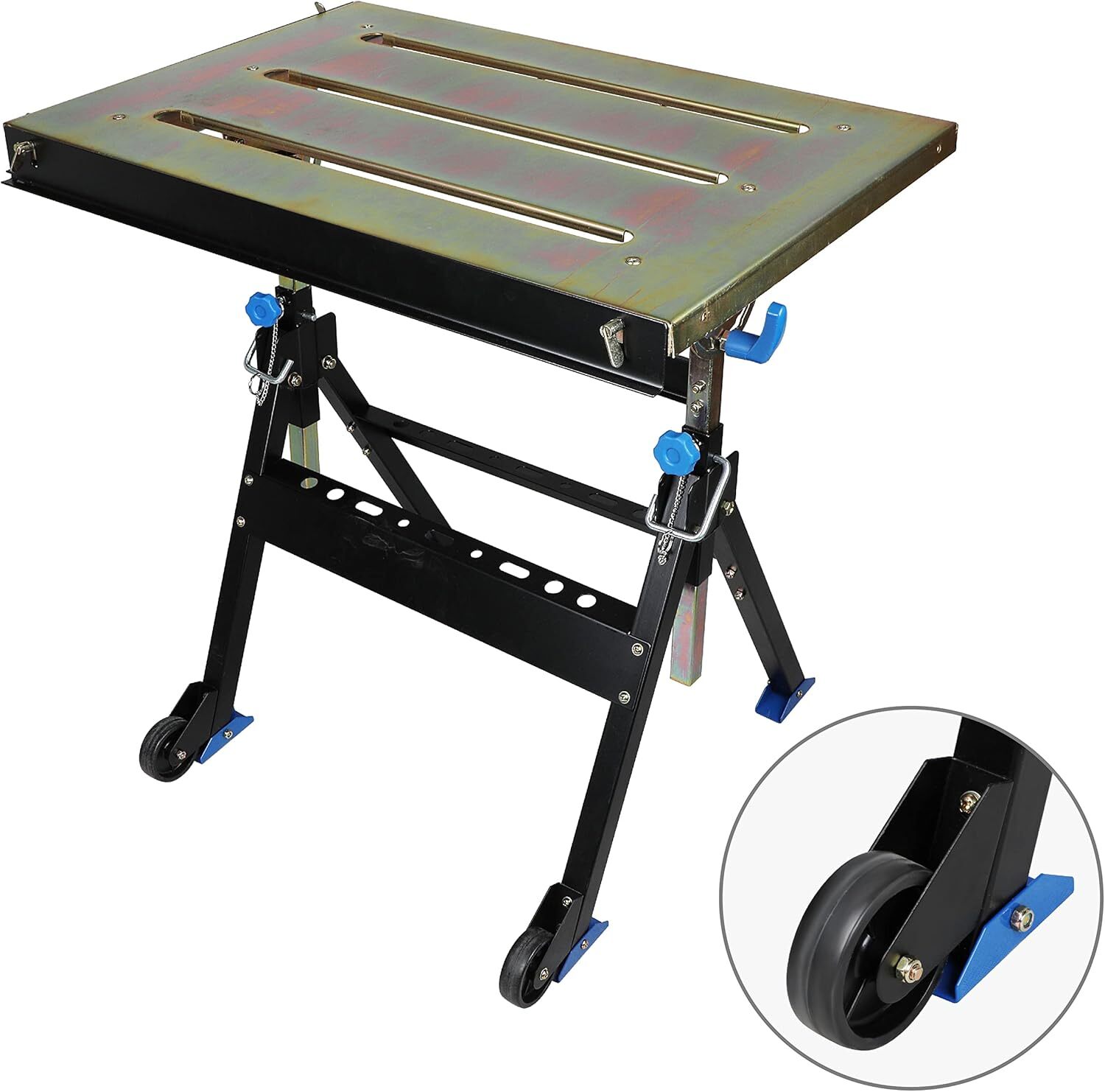 Adjustable Welding Table with Wheels Portable Steel Stand Workbench Buy It Now