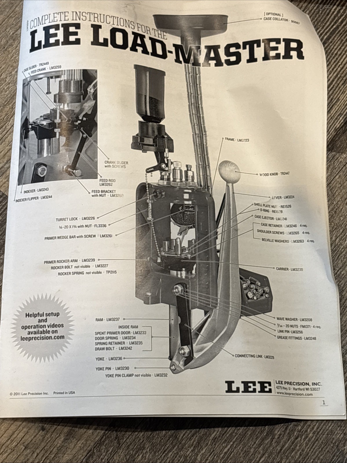 Lee Load Master Progressive Press Kit for 45 ACP # 90945 Unused READ Description