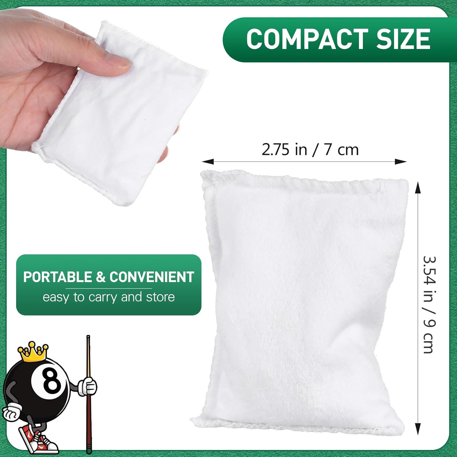 Talc Powder Bag for Billiards, Talcum Powder Bag for Billiard Pool Dry Hands and