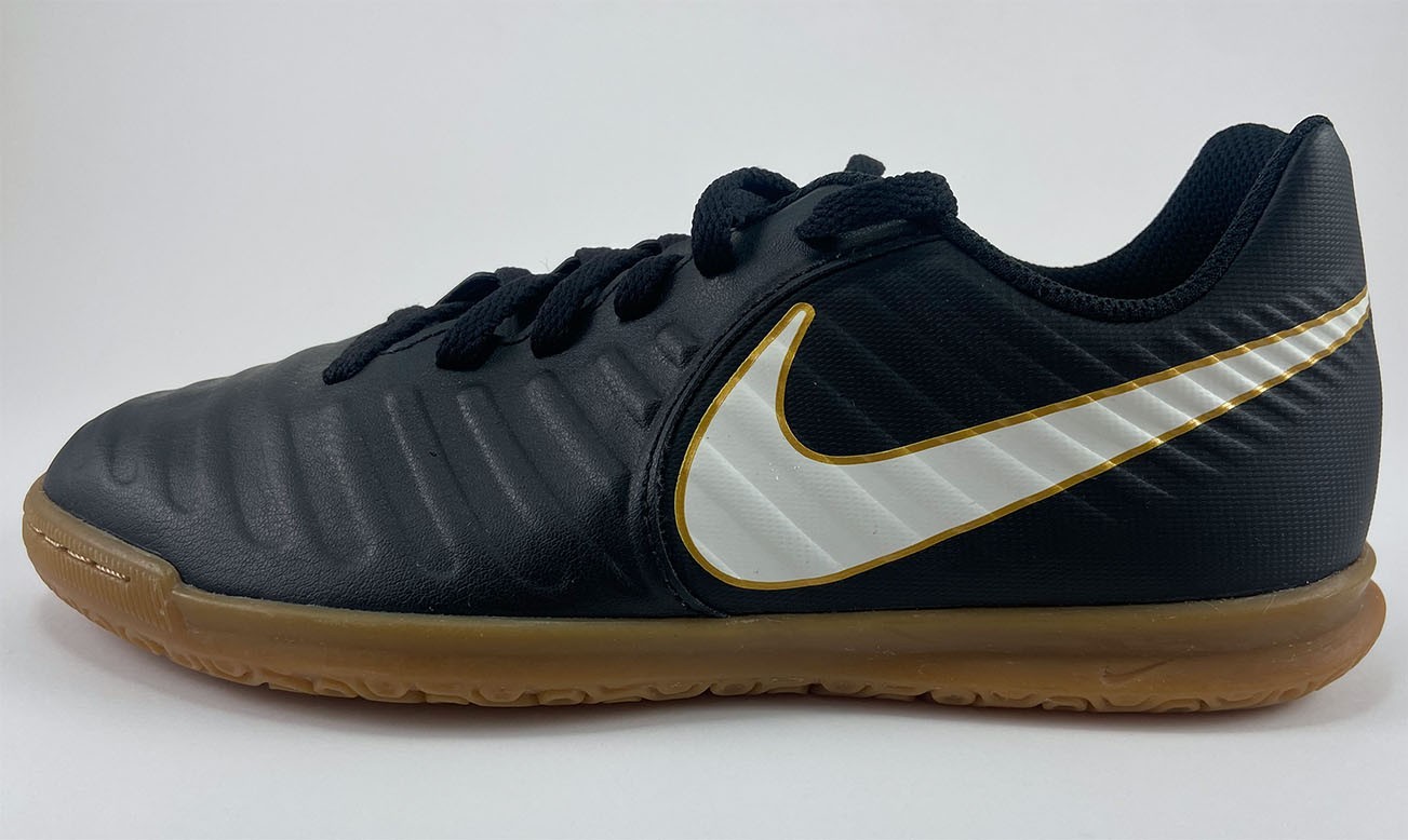 NIKE JR TIEMPO X RIO IV BLACK FLAT SURFACE INDOOR SOCCER FOOTBALL KIDS YOUTH SZ