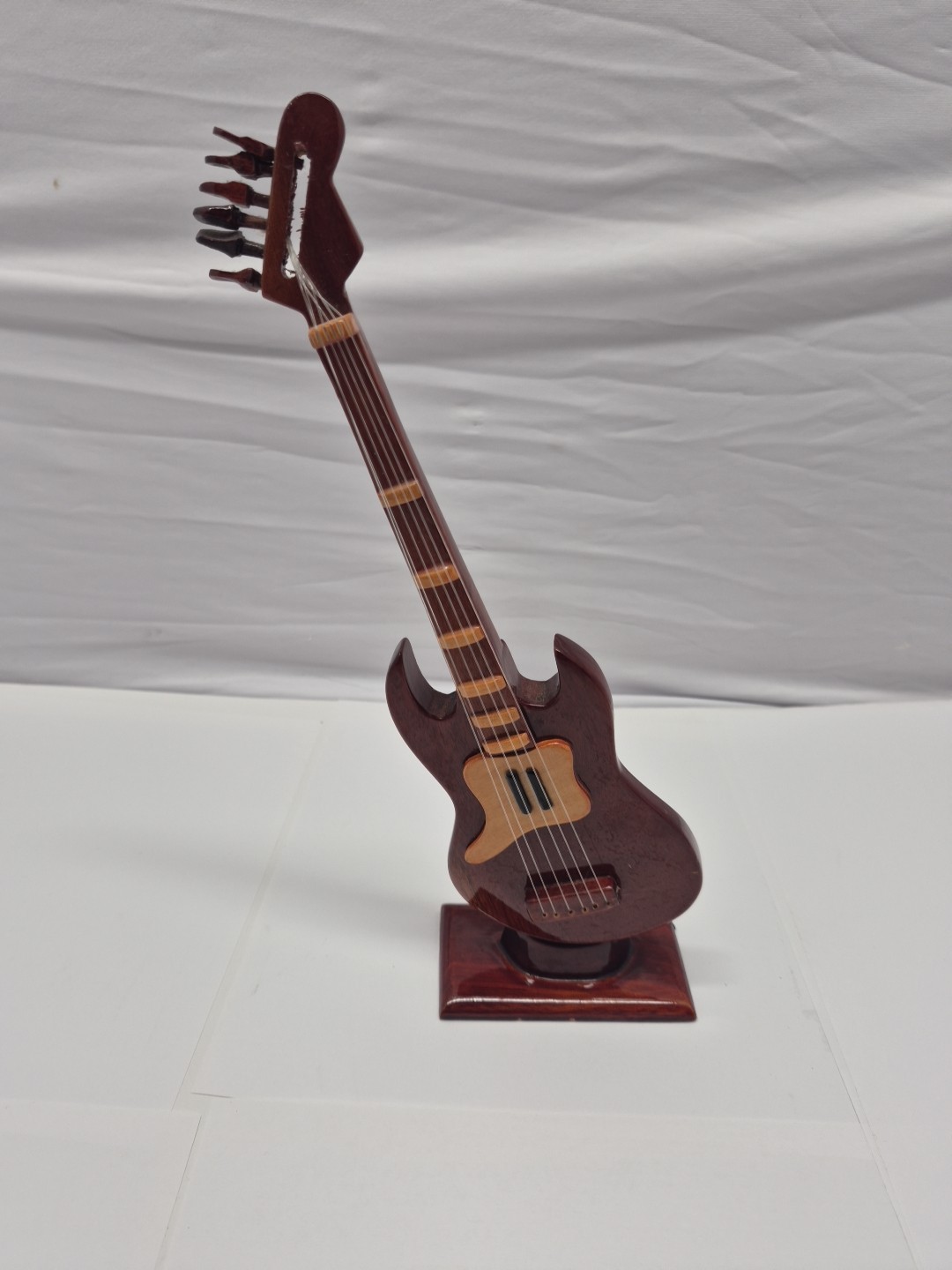 Wood Guitar W/Plastic Strings ~ Made in Vietnam ~ Over 10" Tall