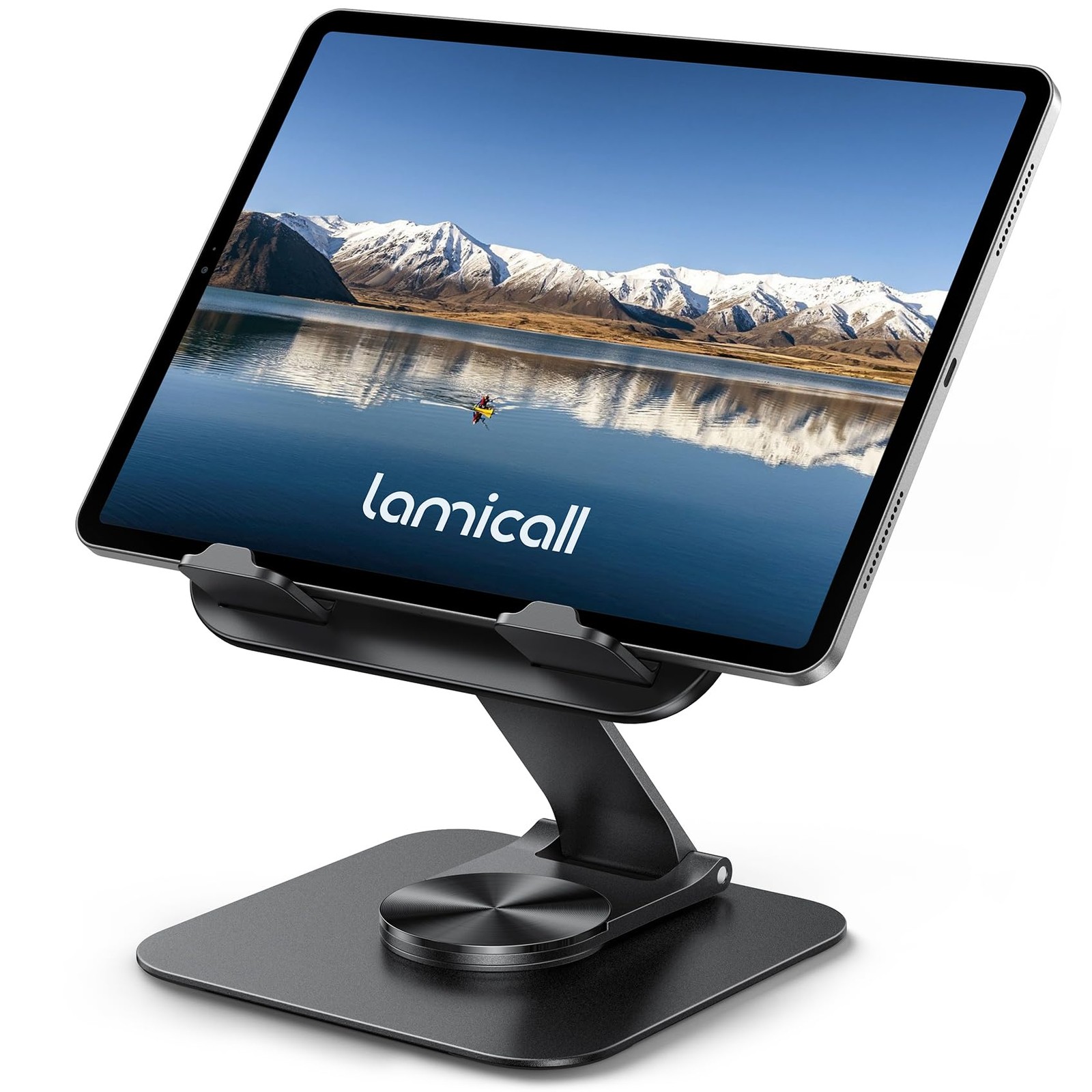 Lamicall Adjustable iPad Stand for Desk - [Ultra-Slim Foldable][360°Rotation Bas