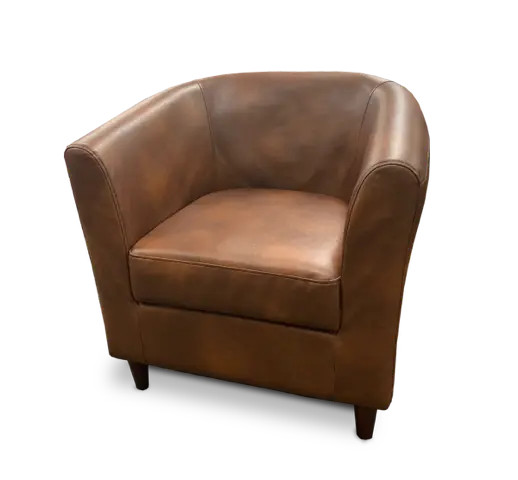 Just Chair Manufaturing Wood Frame Lounge Arm Chair w/ Upholstered Round Back