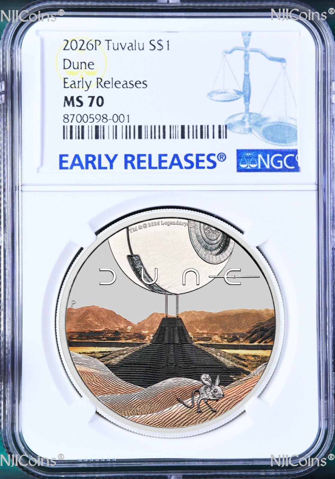 2026 DUNE 1oz $1 Colored .9999 Silver Coin NGC MS 70 ER w/ OGP/COA Mintage: 3000