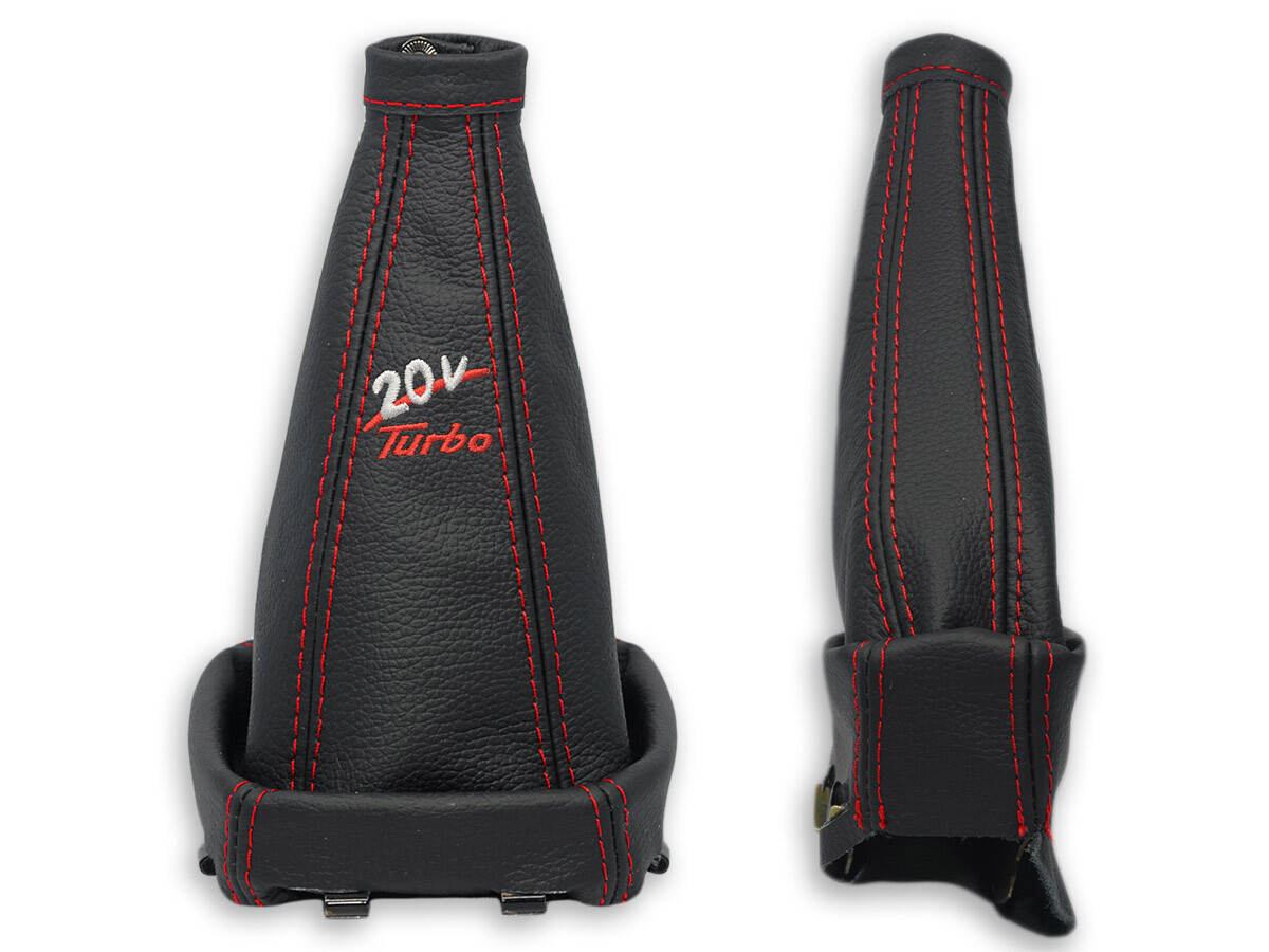 FOR FIAT COUPE GEAR SHIFT + EBRAKE GAITER LEATHER EMBROIDERY 20V Turbo RED