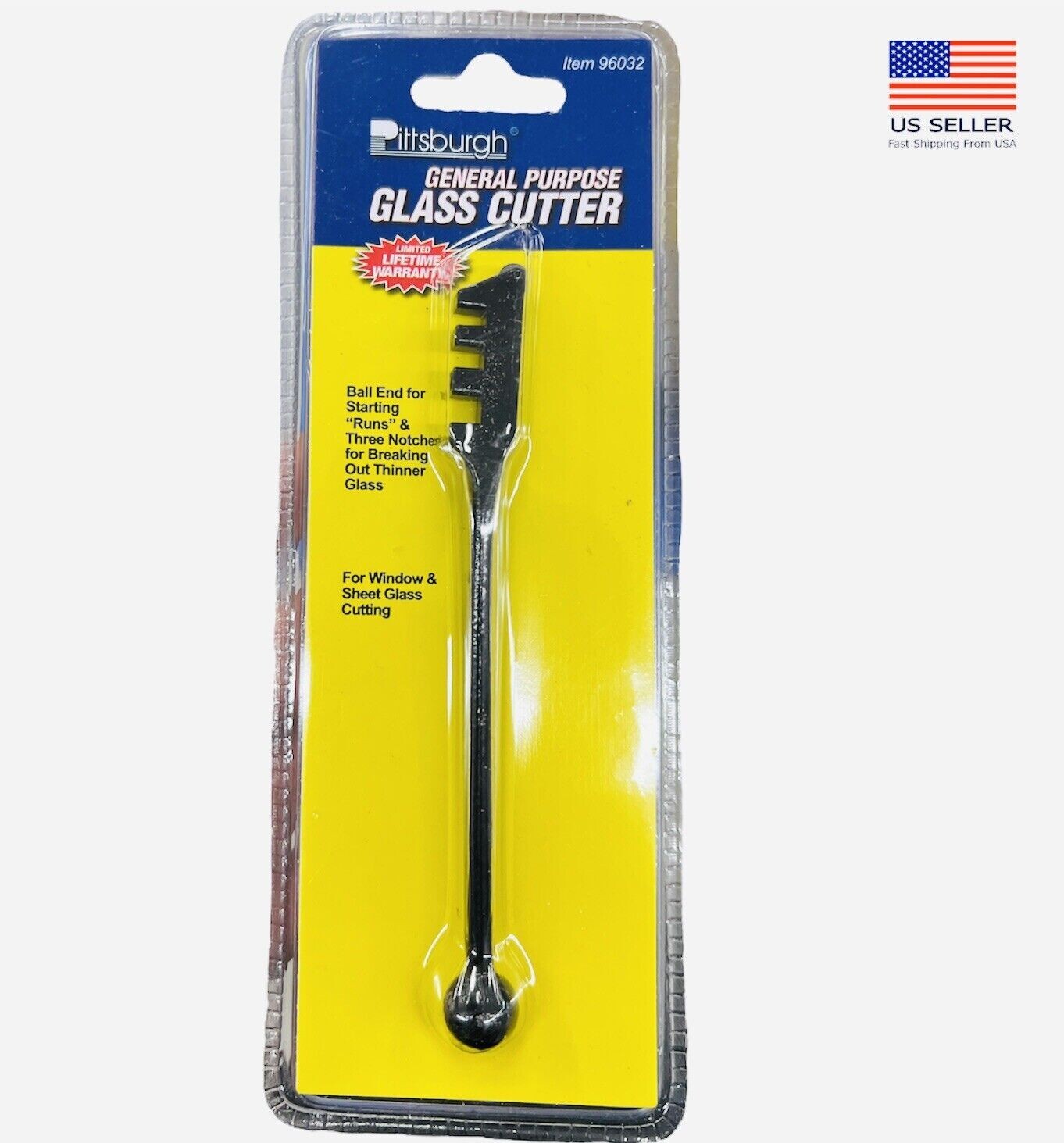 NEW Glass Cutter Pittsburgh GENERAL PURPOSE For Window & Sheet Glass FREE S&H