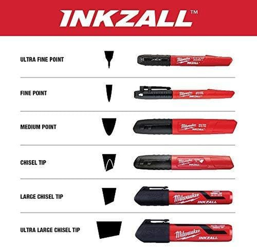 48-22-3104 Inkzall Point Marker, Fine, Black, 4-Pack