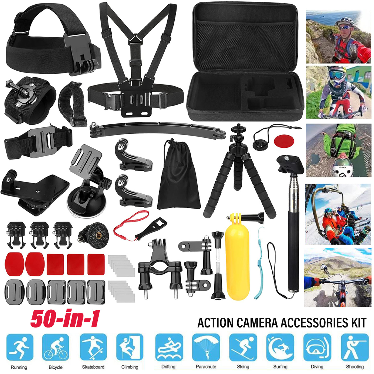 50 in 1 Action Camera Accessories Kit Compatible with GoPro Hero/DJI Osmo Action