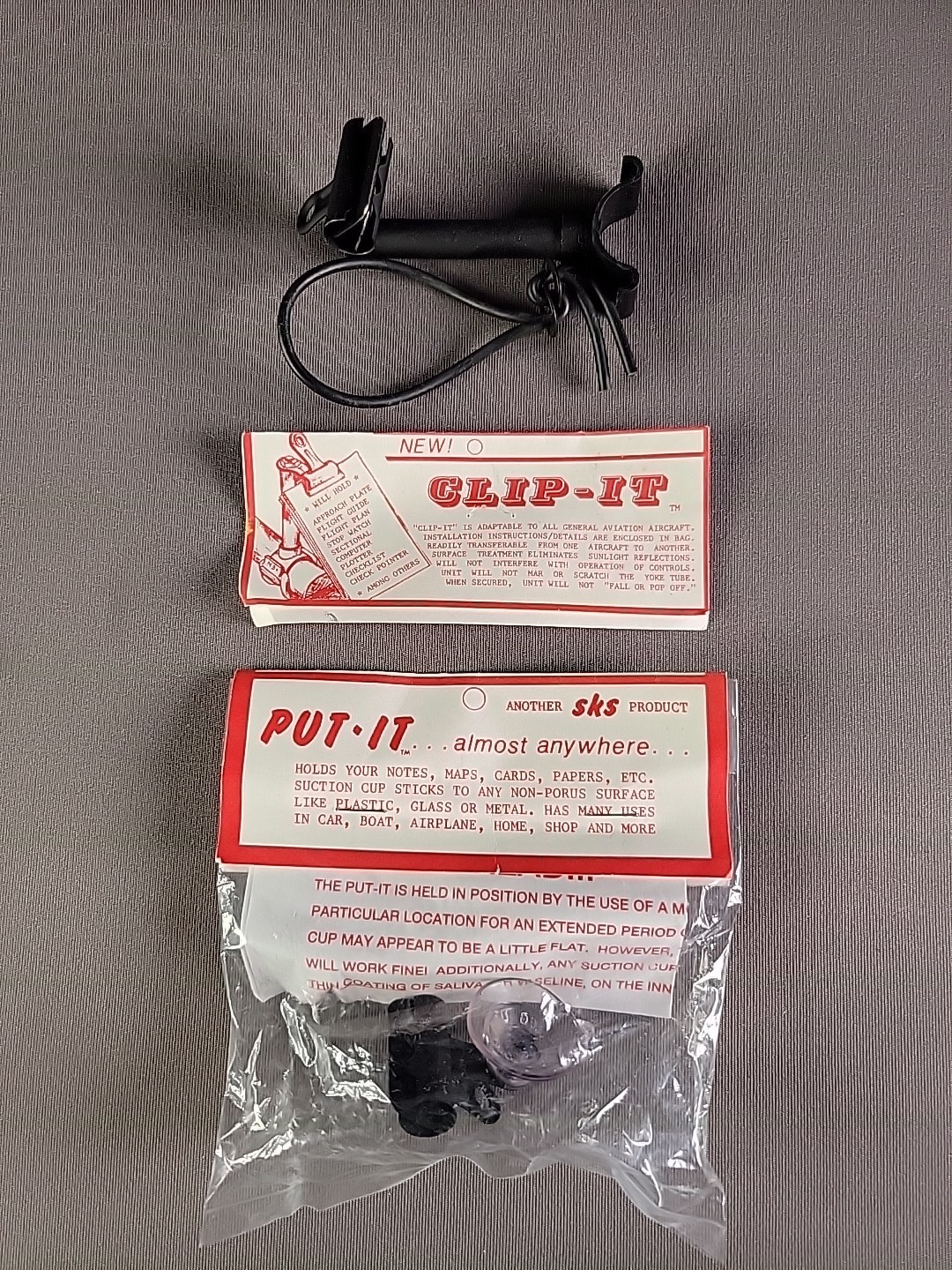 1971 Adjustable  Clip-It Yoke Mount  And Put-it Clip With Suction Cup Vintage